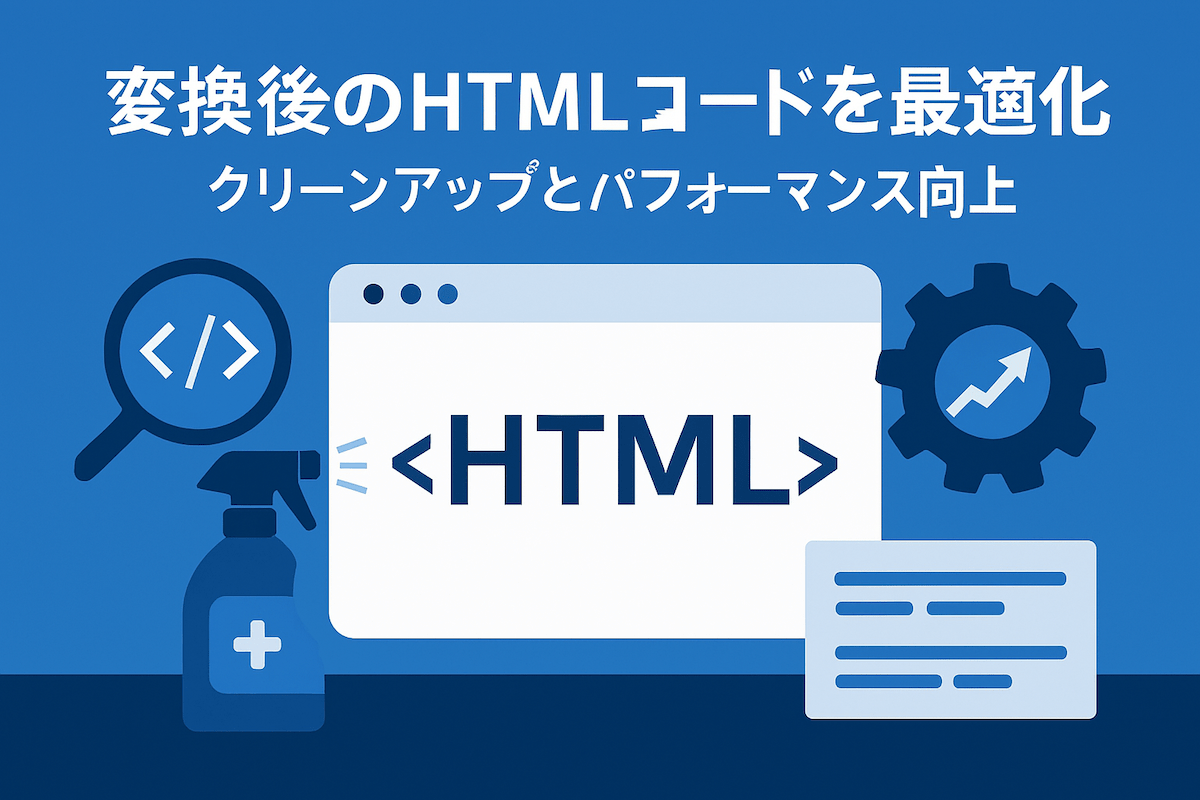 変換後のHTMLコードを最適化 – クリーンアップとパフォーマンス向上