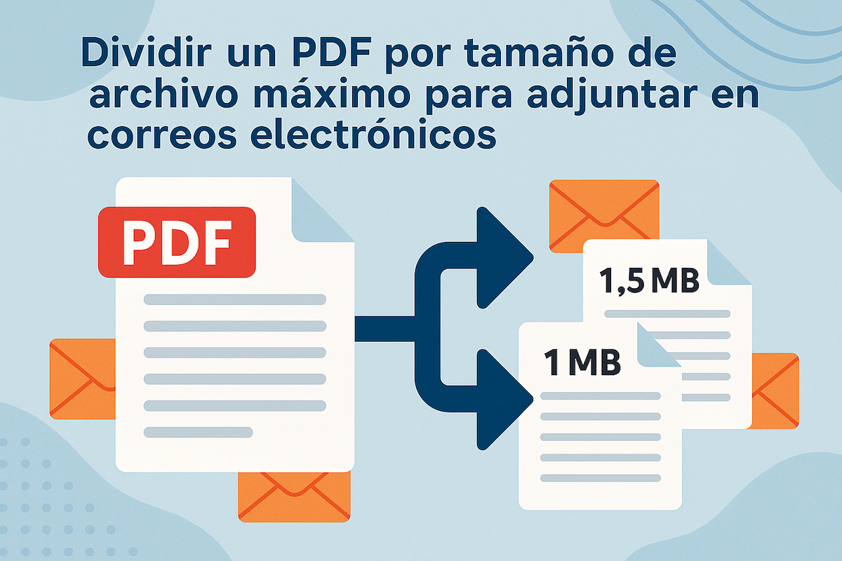 Dividir un PDF por tamaño de archivo máximo para adjuntar en correos electrónicos